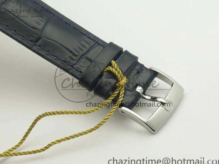 0207 Fashionable De Ville Prestige Real Power Reserve SS TW 1:1 Best Edition White Dial Blue Markers On Leather Strap A 8094